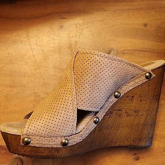 Sbicca wedge Declan sandal new size 8 natural suede - Picture 6 of 9